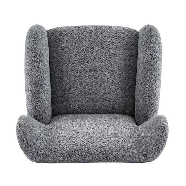English Elm Wingback Boucle Accent Chair with Rounded Legs for Living Room or Reading Nook N776P376365B