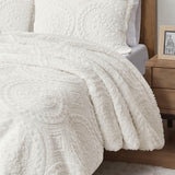 Madison Park Arya BOHO Embroidered Medallion Faux Fur Ultra Plush Comforter Mini Set MP10-5059 Ivory