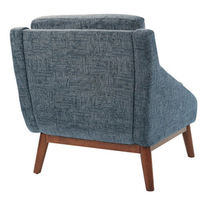OSP Home Furnishings Mid-century Open Arm Club Chair with Solid Wood Legs and Plush Fiber Seat Cushions Navy SL4411R-MC3
