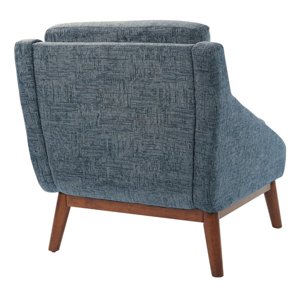 OSP Home Furnishings Mid-century Open Arm Club Chair with Solid Wood Legs and Plush Fiber Seat Cushions Navy SL4411R-MC3
