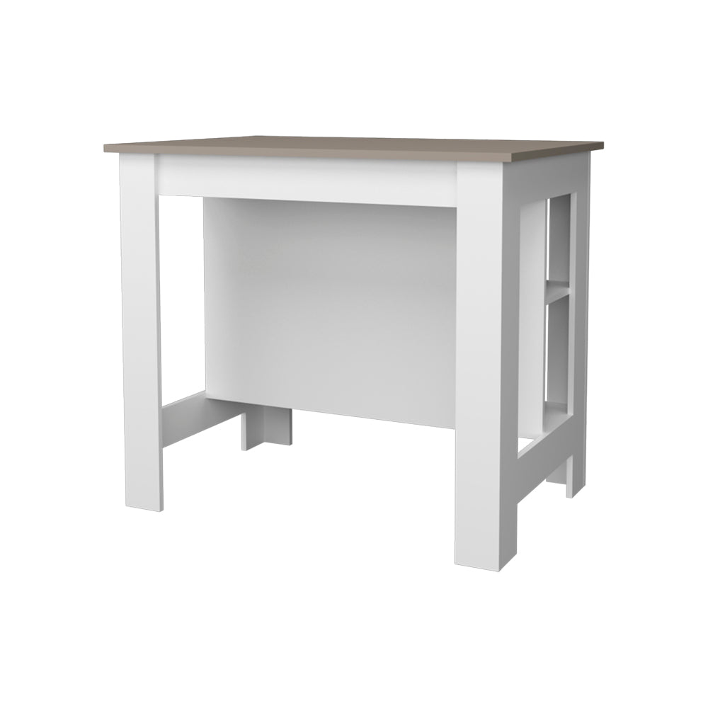 English Elm Kitchen Island Ada Taupe Multi with White Accents – Compact 35.4"H x 40.5"W Durable Engineered Wood Storage Oasis B092P238715