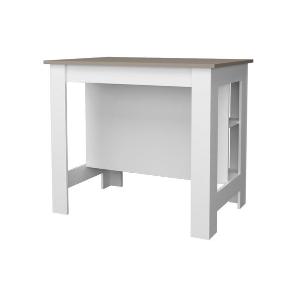 English Elm Kitchen Island Ada Taupe Multi with White Accents – Compact 35.4"H x 40.5"W Durable Engineered Wood Storage Oasis B092P238715
