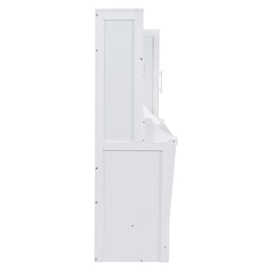 English Elm Full Size Murphy Wall Bed with Wardrobe Drawers Studio Apartment Space Saver White LP000792AAK-2