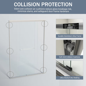 English Elm 44-48 in Semi-frameless Bypass Sliding Shower Door Tempered Glass Alcove Enclosure Brushed Nickel W1573P239434