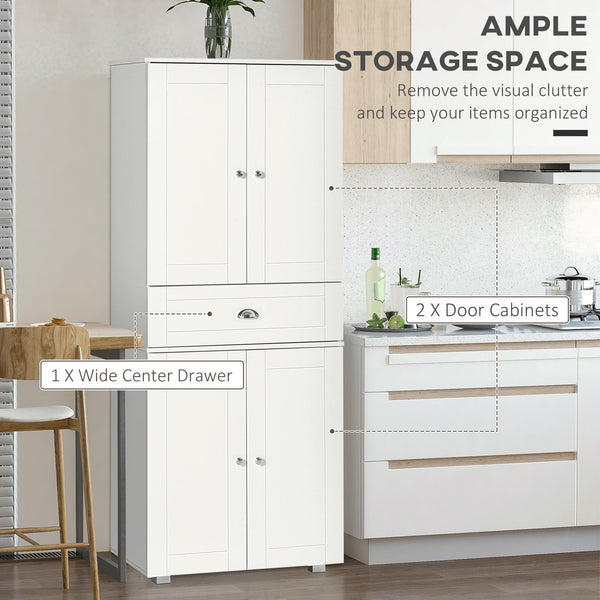 English Elm Homcom 72" Stylish Freestanding Kitchen Pantry Cabinet With Adjustable Shelves & Elegant Design W2225S00063