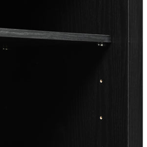 English Elm K&k Farmhouse Rolling Kitchen Island with Drop Leaf Power Outlets and Storage Cabinet Black N707S170347B