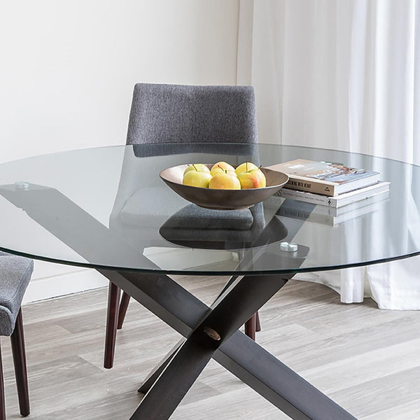 English Elm Size:42.13 Round Tempered Glass Table Top Clear Polished Edge Surface for Any Base W1151P324645