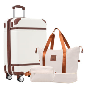 English Elm Hardshell Abs Suitcase Set with Duffel and Toiletry Bag Tsa Lock Spinner Wheels White N732P193484K