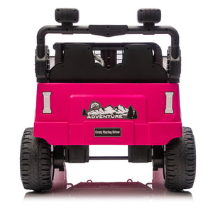 English Elm 24v Dual Motor Two Seat Kids Electric Ride on Car with Remote Control and Bluetooth Audio Pink W1578P305898