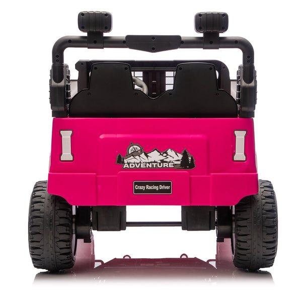 English Elm 24v Dual Motor Two Seat Kids Electric Ride on Car with Remote Control and Bluetooth Audio Pink W1578P305898