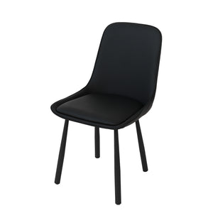 English Elm Modern Nordic Faux Leather Upholstered Dining Chairs Iron Legs Kitchen Set of 2 Black W1535P460712