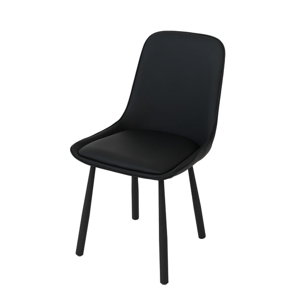 English Elm Modern Nordic Faux Leather Upholstered Dining Chairs Iron Legs Kitchen Set of 2 Black W1535P460712