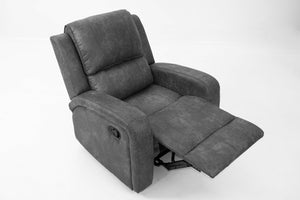 English Elm Modern Grid Tufted Manual Recliner Smoke Leather Like Fabric Square Arm Lounge Chair B011P466427