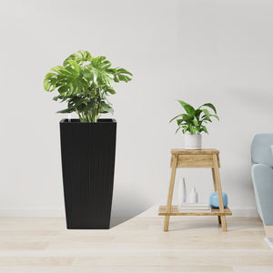 English Elm 30 Inch Tall Faux Rattan Planter Self Watering Outdoor Indoor Patio Garden Pot Black W3213P325511