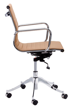 Sunpan Tyler Stylish Office Chair with Faux Leather and Stainless Steel Frame for Modern Workspaces Tan