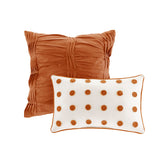 Urban Habitat Brooklyn Shabby Chic Cotton Jacquard Comforter Set with Euro Shams and Throw Pillows UH10-2494 Rust