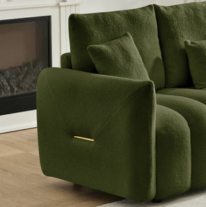 English Elm 80.7 Inch Teddy Velvet Three Seat Sofa Solid Wood Frame Plush Living Room Couch W2564P457796