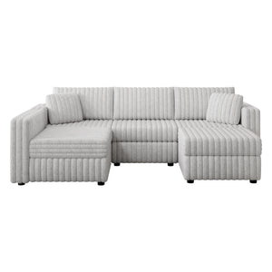 English Elm 106.3" Soft U-Shaped 4-Person Sofa With Ottoman – Modern Comfort, Storage & Style For Any Room W1767S00012