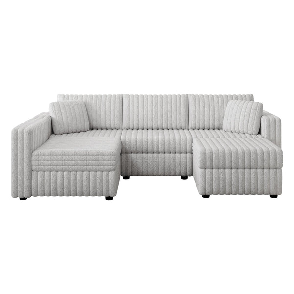 English Elm 106.3" Soft U-Shaped 4-Person Sofa With Ottoman – Modern Comfort, Storage & Style For Any Room W1767S00012