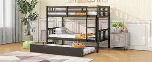 English Elm Twin Over Rubberwood Bunk Bed Convertible with Storage Drawers and Safety Rails Espresso W504S00296