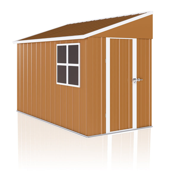 English Elm 8x4 Galvanized Steel Outdoor Storage Shed Weatherproof Backyard Tool Organizer W2700P344174