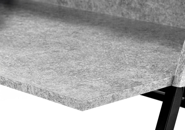 English Elm Computer Desk With Grey Stone Laminate Top & Black Metal Base - Modern Home Office Furniture Solution B2710P219836