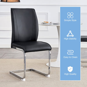 English Elm Luxury Arch Chair Set Of 8 - Stylish Black Pu Dining Chairs With Silver Metal Legs For Modern Spaces W1512S00162