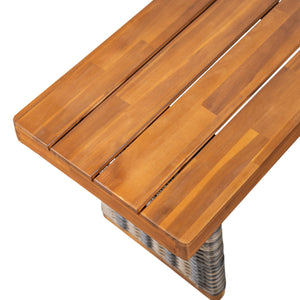 English Elm Christopher Knight Home® - Outdoor Acacia Wood Bench With Teak Finish & Grey Wicker Accents - Stylish, Durable, Versatile Seating N773P286716G
