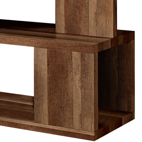 English Elm Modern Sculpted Sofa Table with Two-Tone Finish, Open Shelves for Display and Minimalist Storage Elegance Natural,White 51 L x 21 W x 7 H B2741P357610