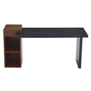 English Elm Modern Wood Grain Console Table with Two Tier Shelving for Entryway or Living Room Black,Walnut W3875S00031
