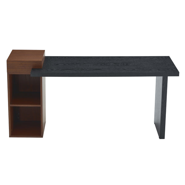 English Elm Modern Wood Grain Console Table with Two Tier Shelving for Entryway or Living Room Black,Walnut W3875S00031