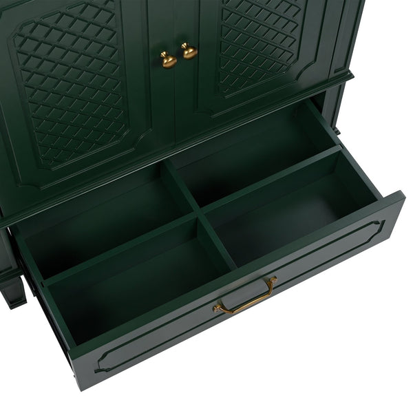 English Elm Christopher Knight Home® - 30" Bathroom Vanity with Sink Vintage Acacia Frame Ceramic Basin Soft-Close Doors & Storage Green N759P313313F