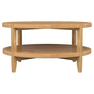 English Elm Isbell Round Solid Wood Coffee Table – Modern Farmhouse Charm With Maple Finish & Ample Storage Space B062P299894