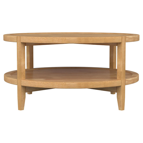 English Elm Isbell Round Solid Wood Coffee Table – Modern Farmhouse Charm With Maple Finish & Ample Storage Space B062P299894