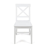 Christopher Knight Home® - Noble House - Roshan Farmhouse White Finish Acacia Wood Dining Chairs