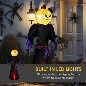 English Elm Homcom 7-Foot Halloween Inflatable Reaper Ghost Pumpkin – Led Yard Decor For Spooky Fun Nights! W2225P229472