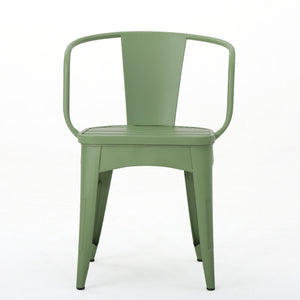 English Elm Colmar Outdoor Iron Bistro Set Powder Coated Slatted Armchairs Round Patio Table Green 56558.00MCG