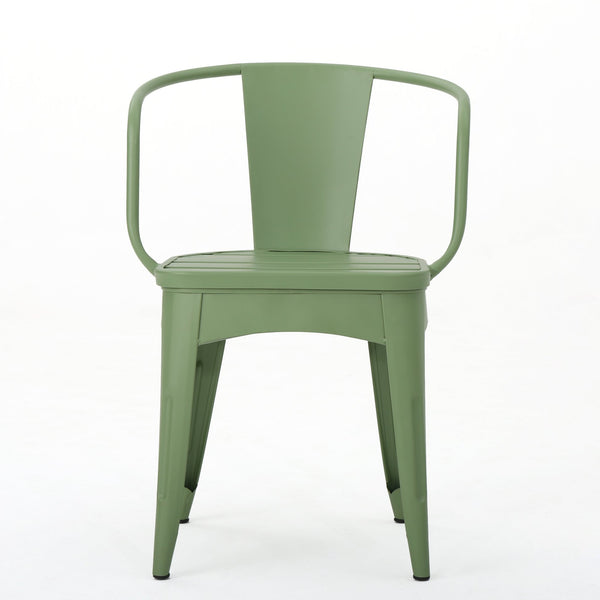 English Elm Colmar Outdoor Iron Bistro Set Powder Coated Slatted Armchairs Round Patio Table Green 56558.00MCG
