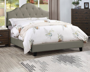 English Elm Majestic Eastern King Size Bed With Adjustable Tufted Headboard In Grey Polyfiber For Elegance B011S01427