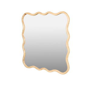 English Elm Solid Wood Wavy Square Mirror – 36" Modern Wall Decor For Bedrooms, Bathrooms, And Living Rooms W1445P189618-GIGA