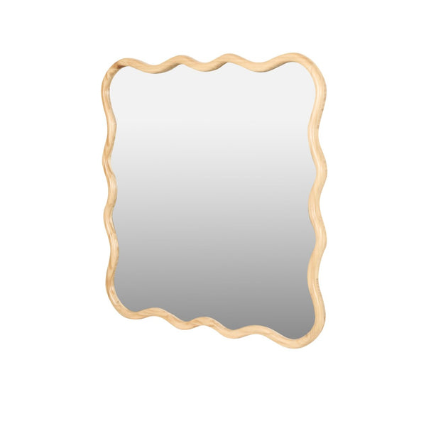 English Elm Solid Wood Wavy Square Mirror – 36" Modern Wall Decor For Bedrooms, Bathrooms, And Living Rooms W1445P189618-GIGA