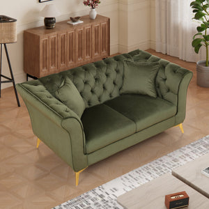 English Elm 102 Inch Linen Modular Sectional Sofa with Hidden Storage and Cloud Cushion Comfort Green W1099S00175