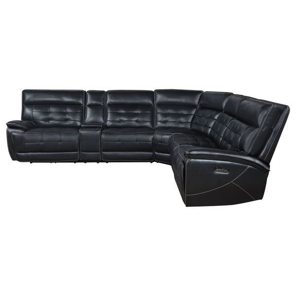 English Elm Hayden Top-grain Leather Power Reclining Sectional with Usb Charging Console B062S01732