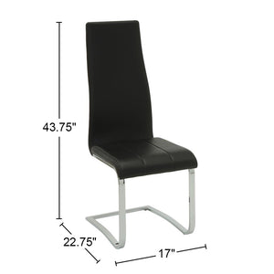 English Elm Set Leatherette Upholstered Dining Side Chairs with Ergonomic Contour, Chrome Legs, Modern Minimalist Flair Black B016P223035