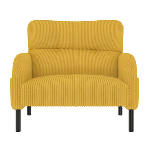 English Elm UNITED Corduroy Accent Chair with Ergonomic Curve, High-Density Foam Seat & Dual Side Pockets for Cozy Living Spaces Yellow W1568P307260