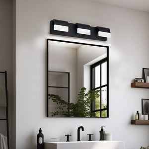 English Elm LED Contemporary 3-Light Matt Black Bathroom Vanity Light Fixture Over Mirror Dimmable 6000K PMID W2312P374894