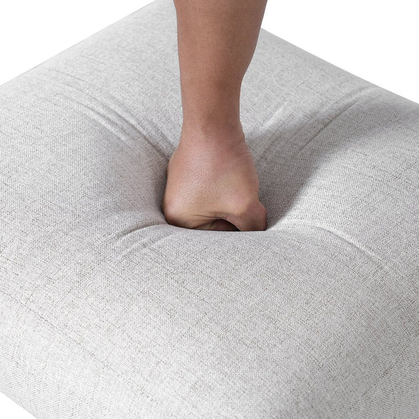 English Elm Wooden Modern Fabric Upholstered Dining Chairs Set of 4 – Farmhouse Style, Padded Seats & Solid Wood Legs Gray+Beige N752P294998E