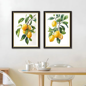 English Elm Set Of 2 Lemon Botanical Canvas Prints – Vibrant Fruit Art In Solid Wood Frames For Stylish Décor T3976P383240-GIGA
