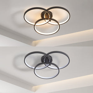 English Elm 20" Modern Black LED Ceiling Light — 3-Ring Flush Mount, Energy-Saving, Sleek Durable Design for Living Room W1340P253585