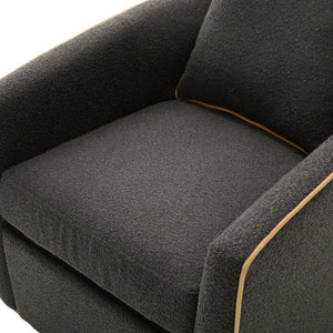 English Elm Swivel Barrel Accent Chair Boucle Upholstered with 360 Base for Living Room Corners Dark Grey N763P376127R